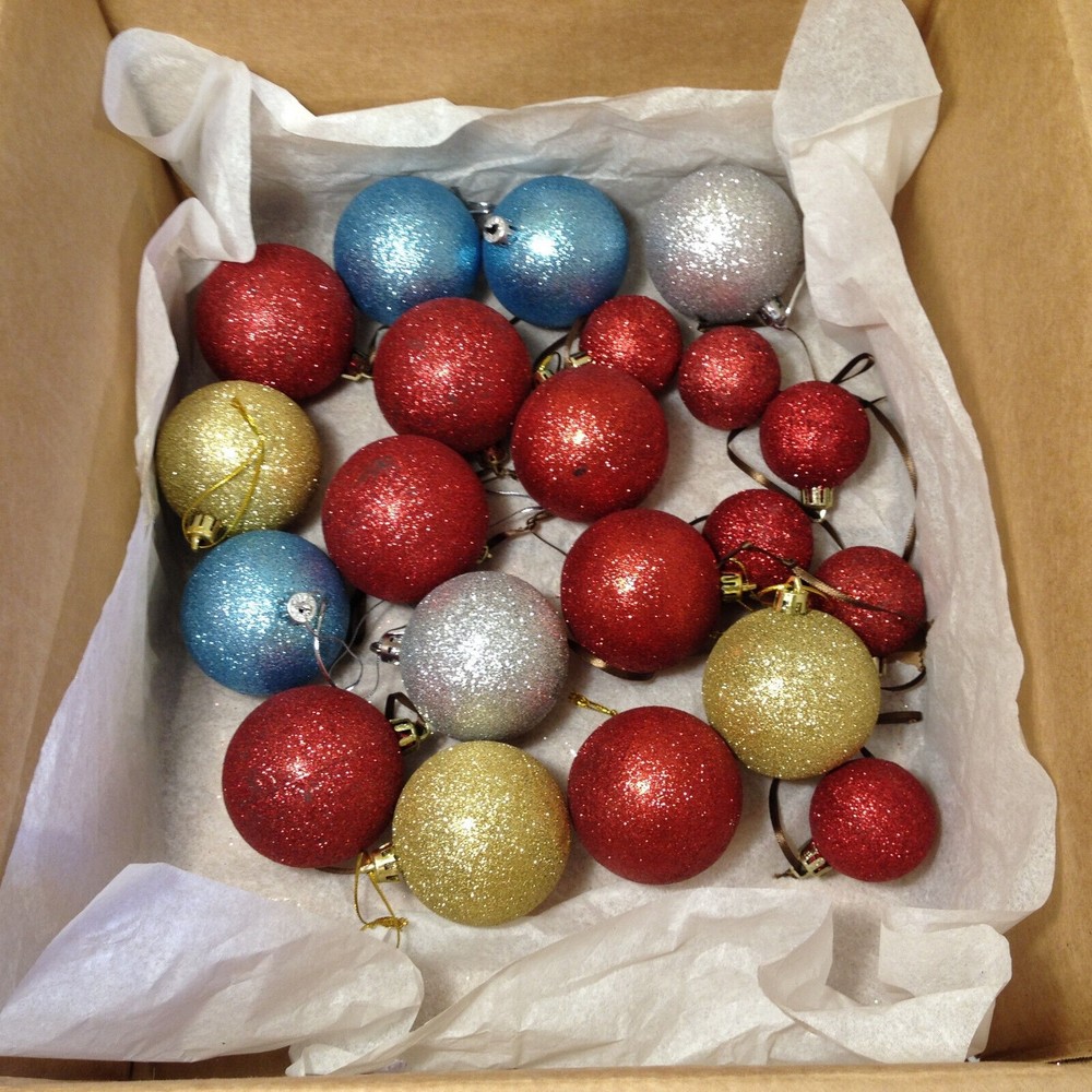 21 Christmas Tree Ornaments 21 Sparkling Glitter Mixed Lot Holiday Decorations